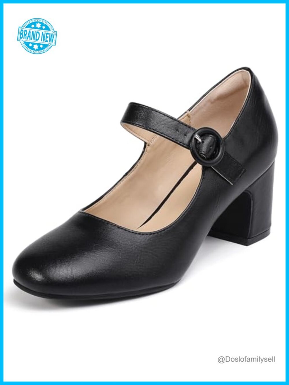 Mary Jane Pumps Closed Toe Low Chunky Block Heel Buckle Dress Shoes